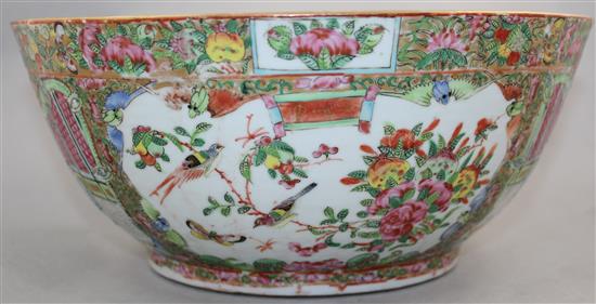 A Chinese Canton-decoration famille rose punch bowl, mid 19th century, 30.5cm diam.